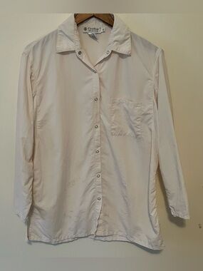 Coolibar Womens Button Blouse Side Vents Size M Outdoor Hiking Ivory READ